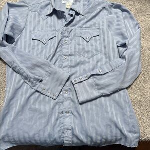 ROCKMOUNT RANCH  WEAR VINTAGE Men's Light Blue Striped Shirt
